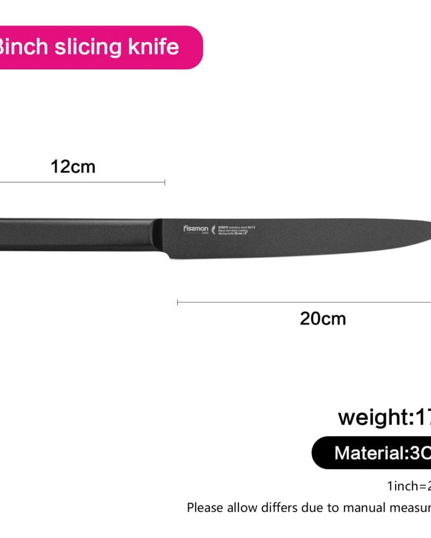 Fissman Slicing Knife Shinto Black 8Inch
