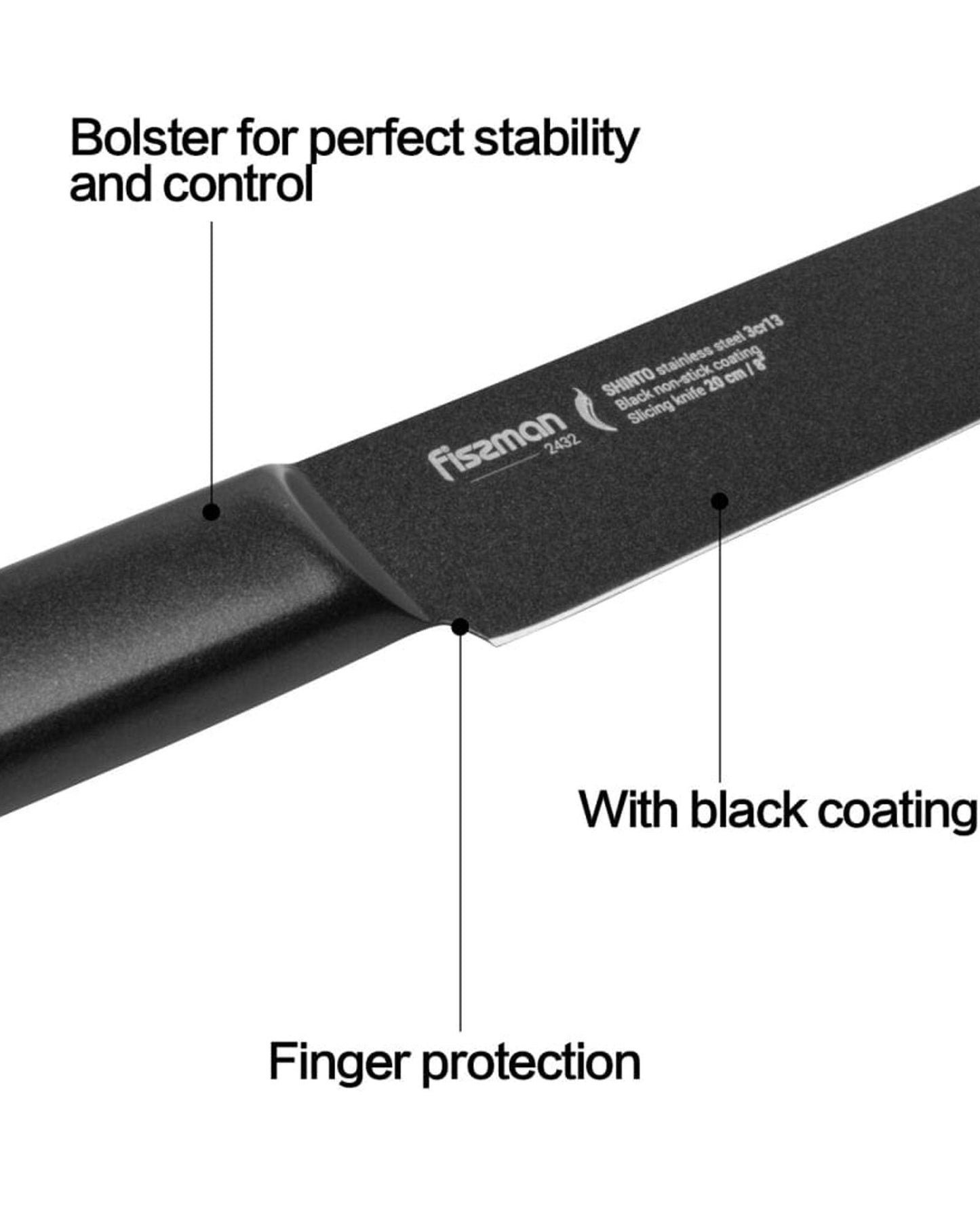 Fissman Slicing Knife Shinto Black 8Inch