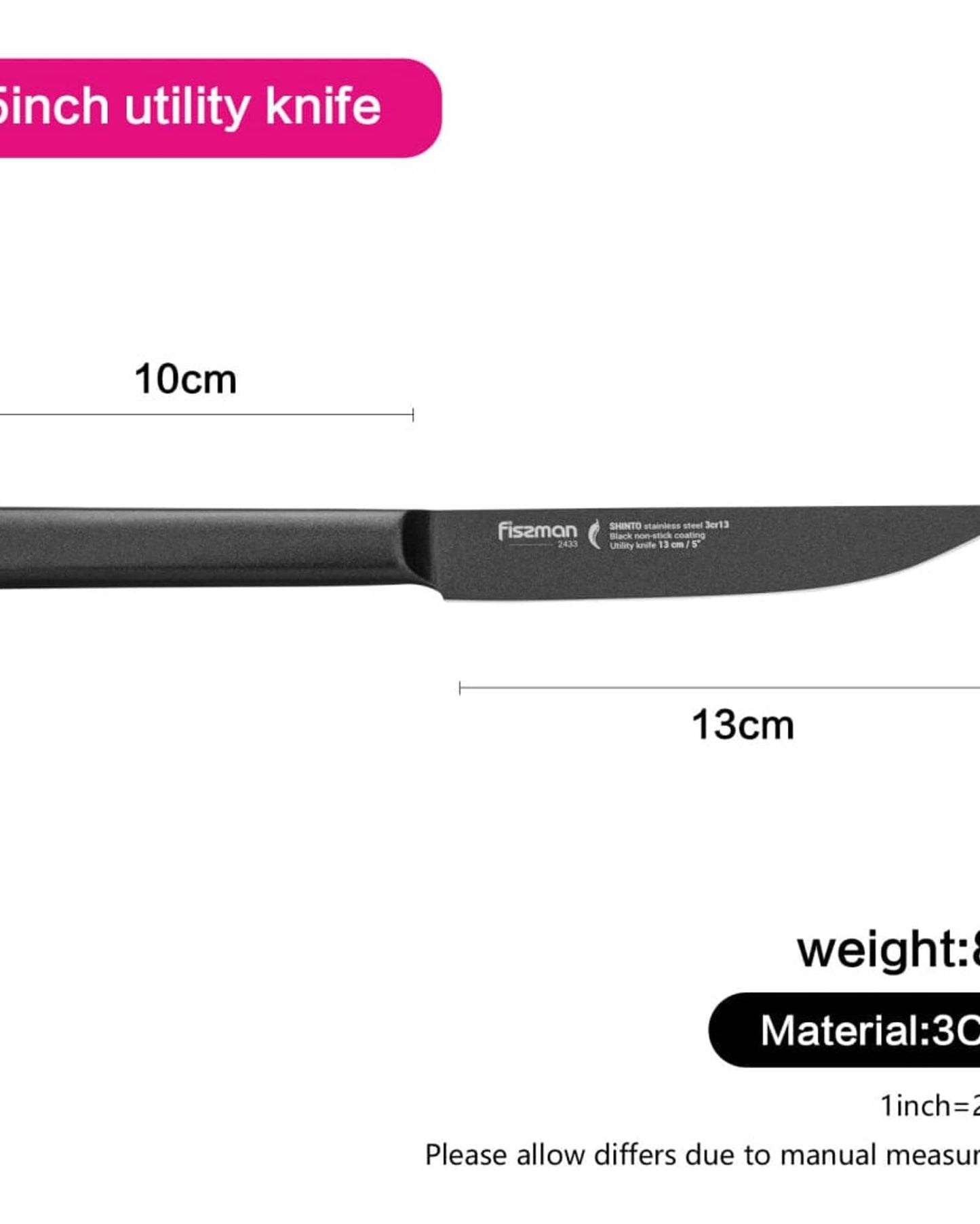 Fissman Utility Knife Shinto Black 5Inch