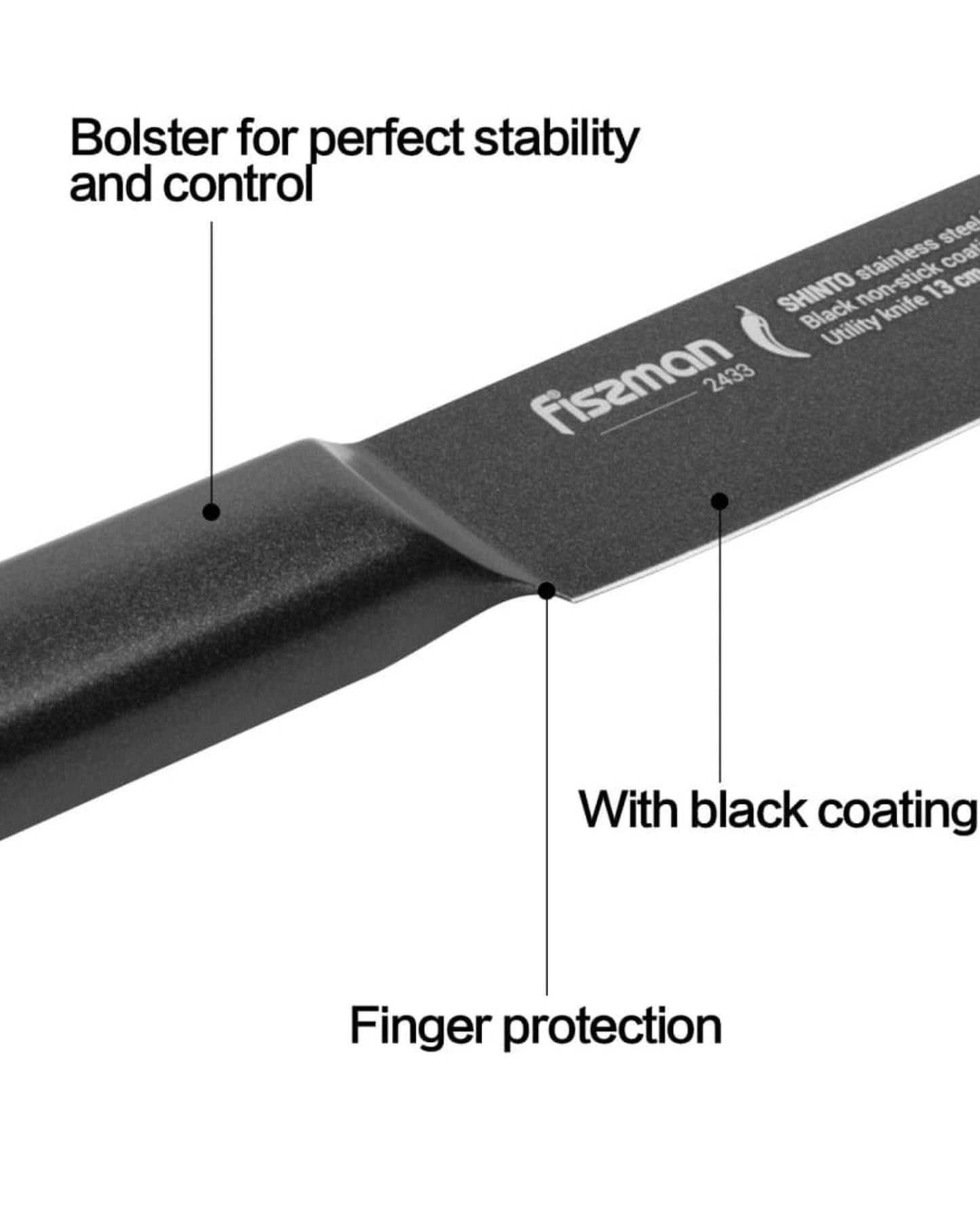 Fissman Utility Knife Shinto Black 5Inch