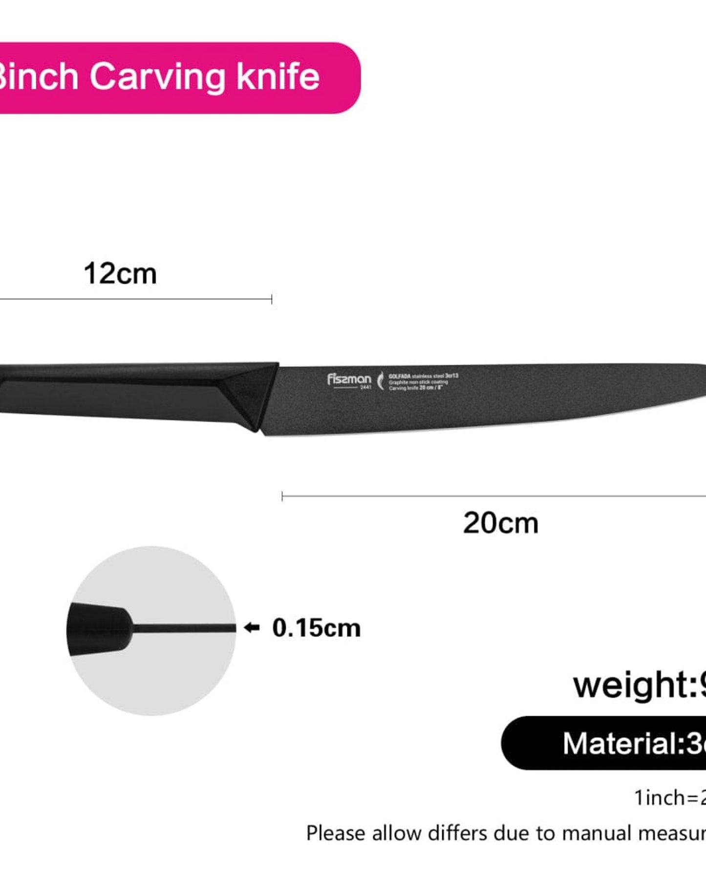 Fissman Carving Knife Golfada Black 8Inch