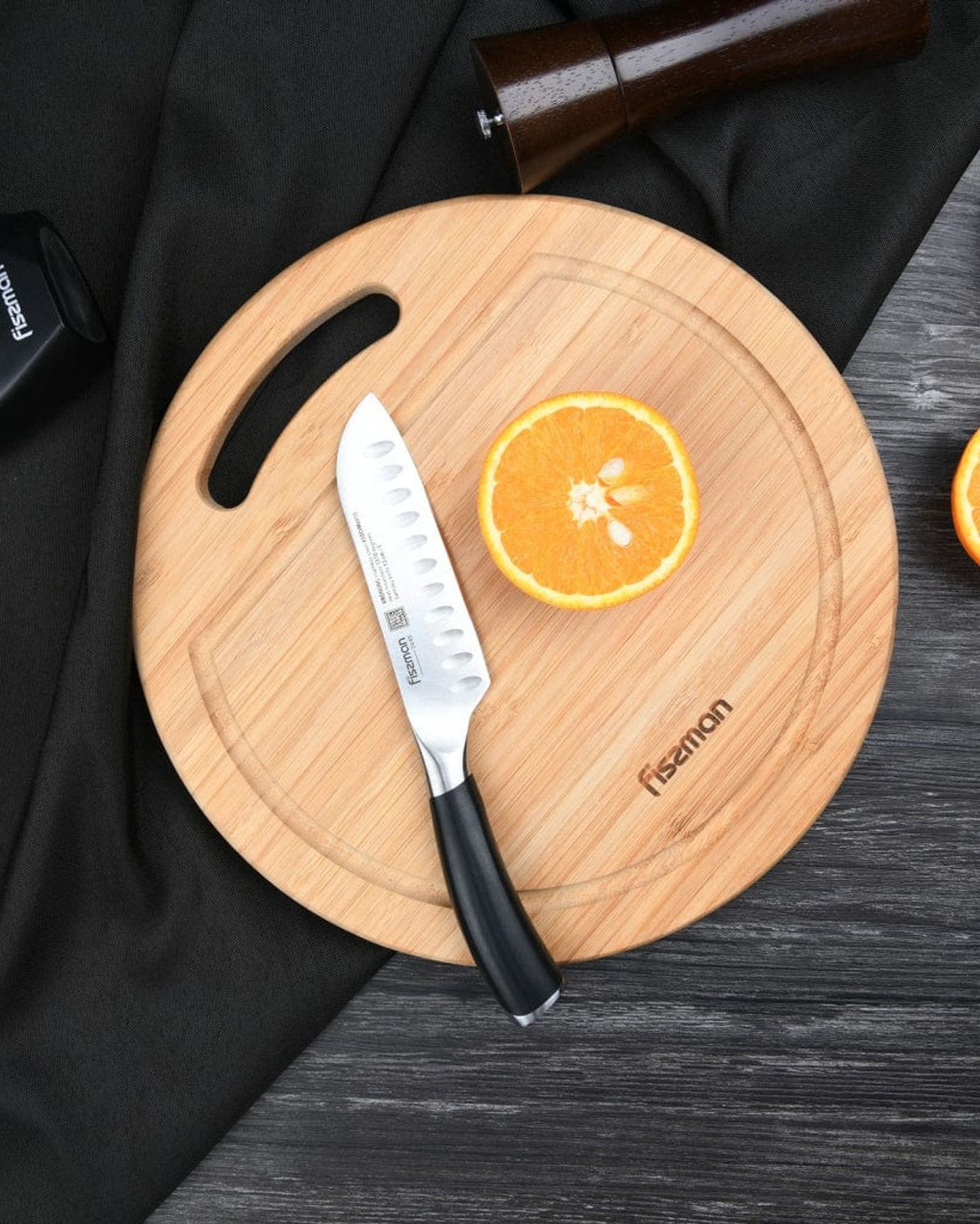 Fissman Santoku Knife Kronung Black/Silver 5Inch