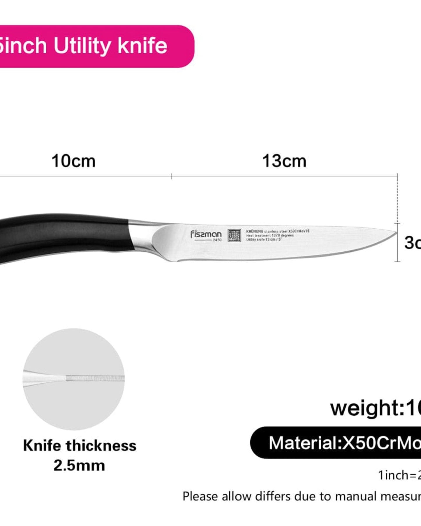 Fissman Stainless Steel Utility Knife Krönung Series Silver/Black 5inch