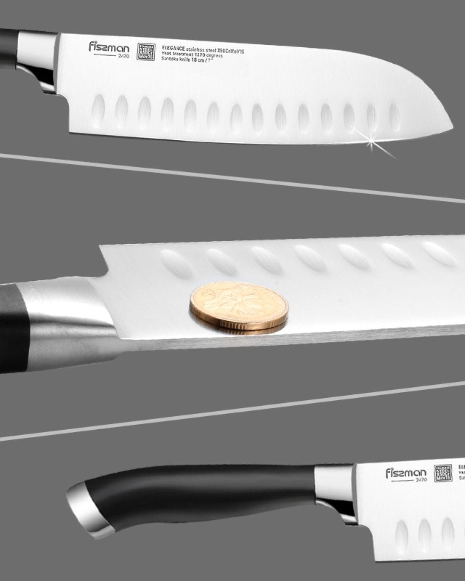 Fissman Santoku Knife Elegance Black 7inch