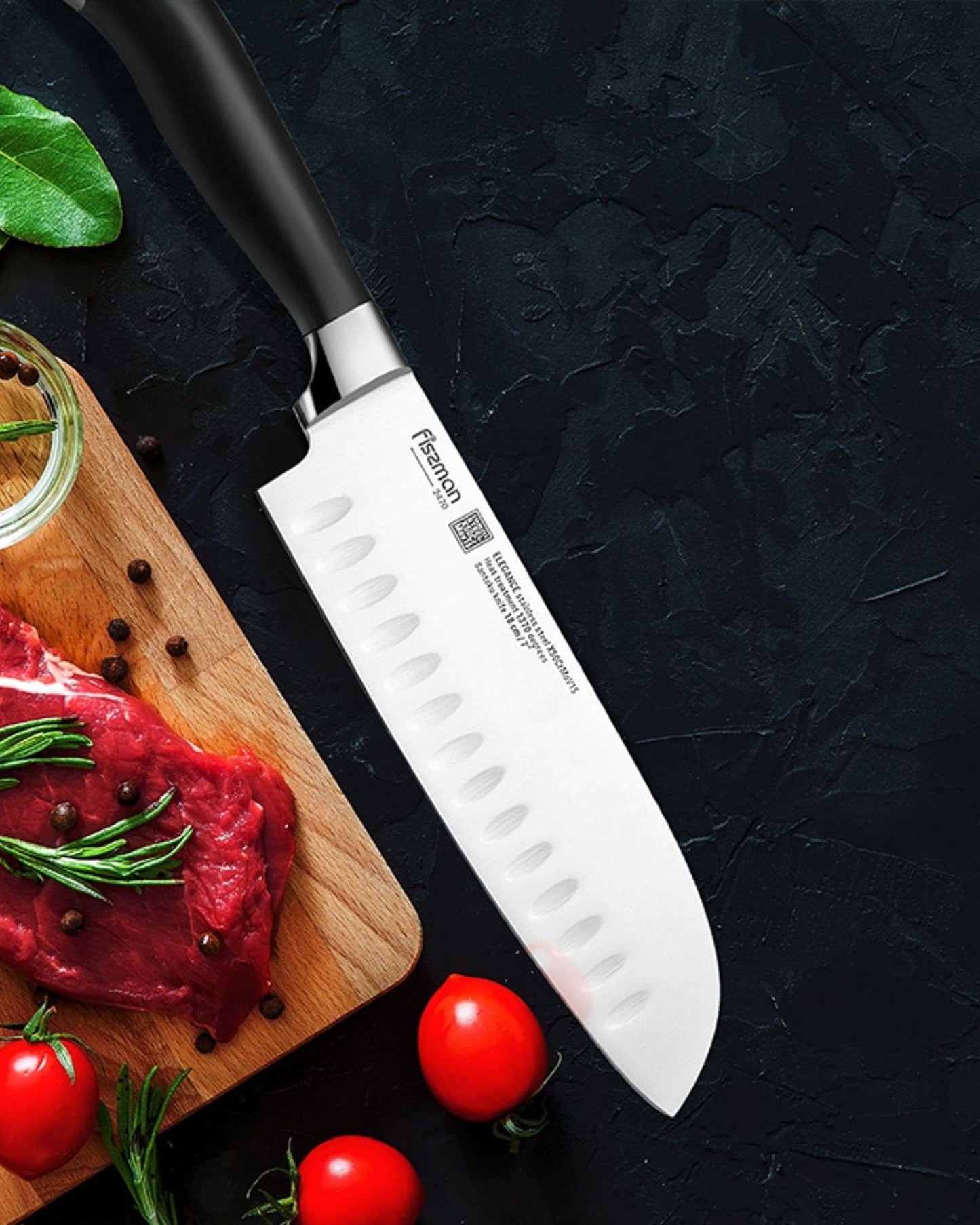 Fissman Santoku Knife Elegance Black 7inch