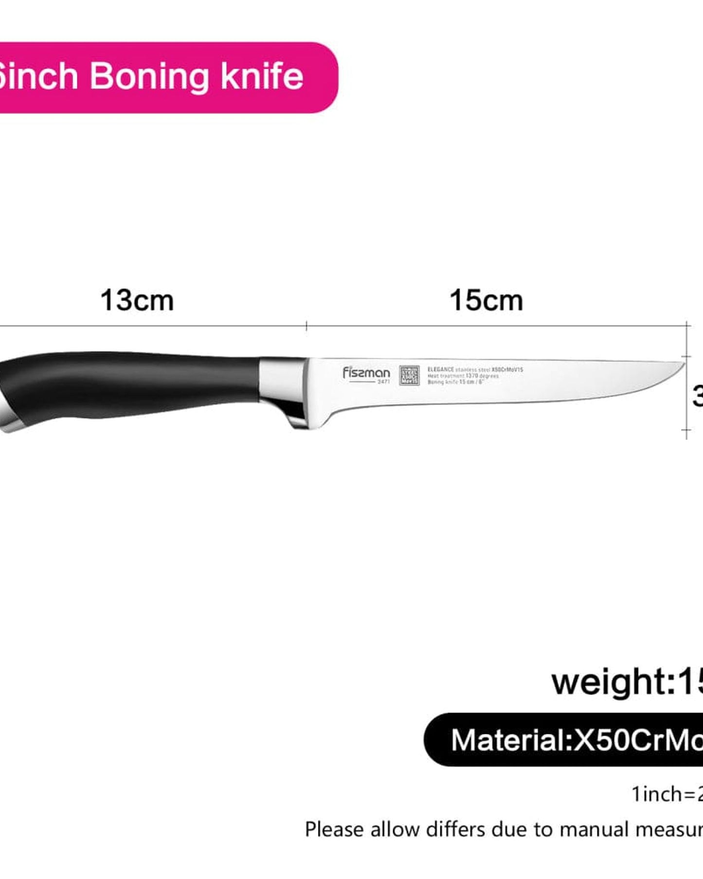 Fissman Boning Knife Black/Silver 6Inch