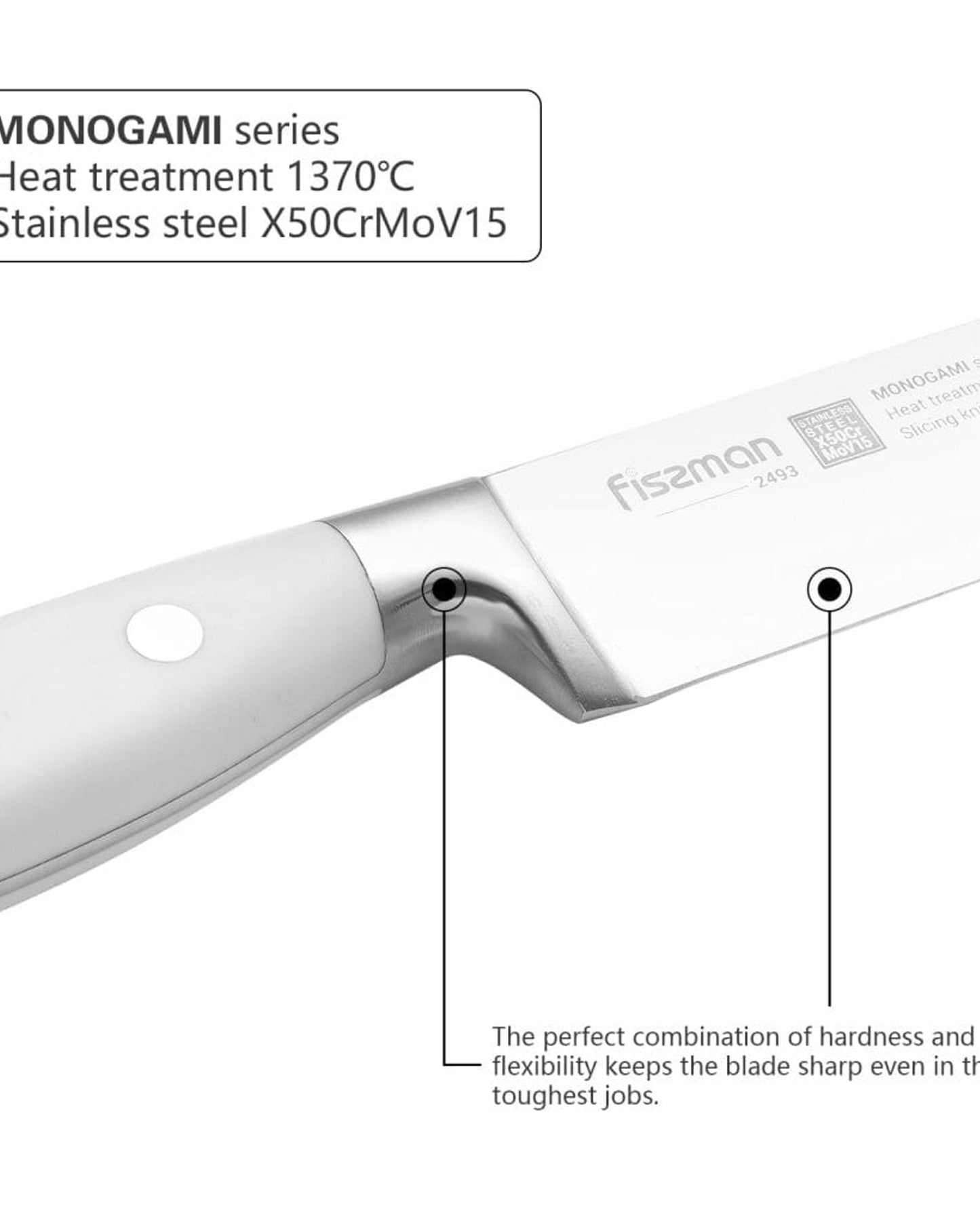 Fissman Slicing Knife Monogami White/Silver 8Inch