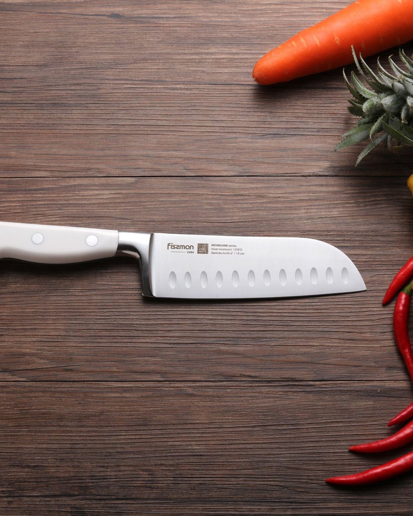 Fissman Santoku Knife Silver/White 6inch Monogami Series Non Stick Graphite