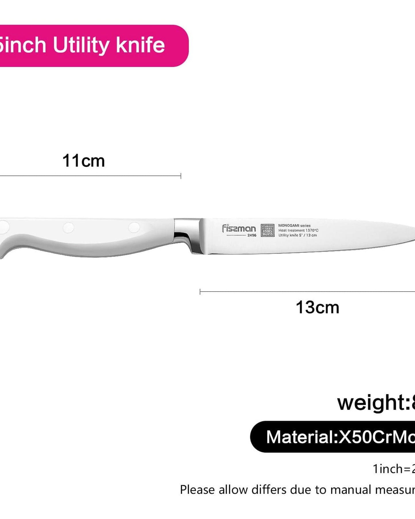 Fissman Utility Knife Monogami White/Silver 5Inch
