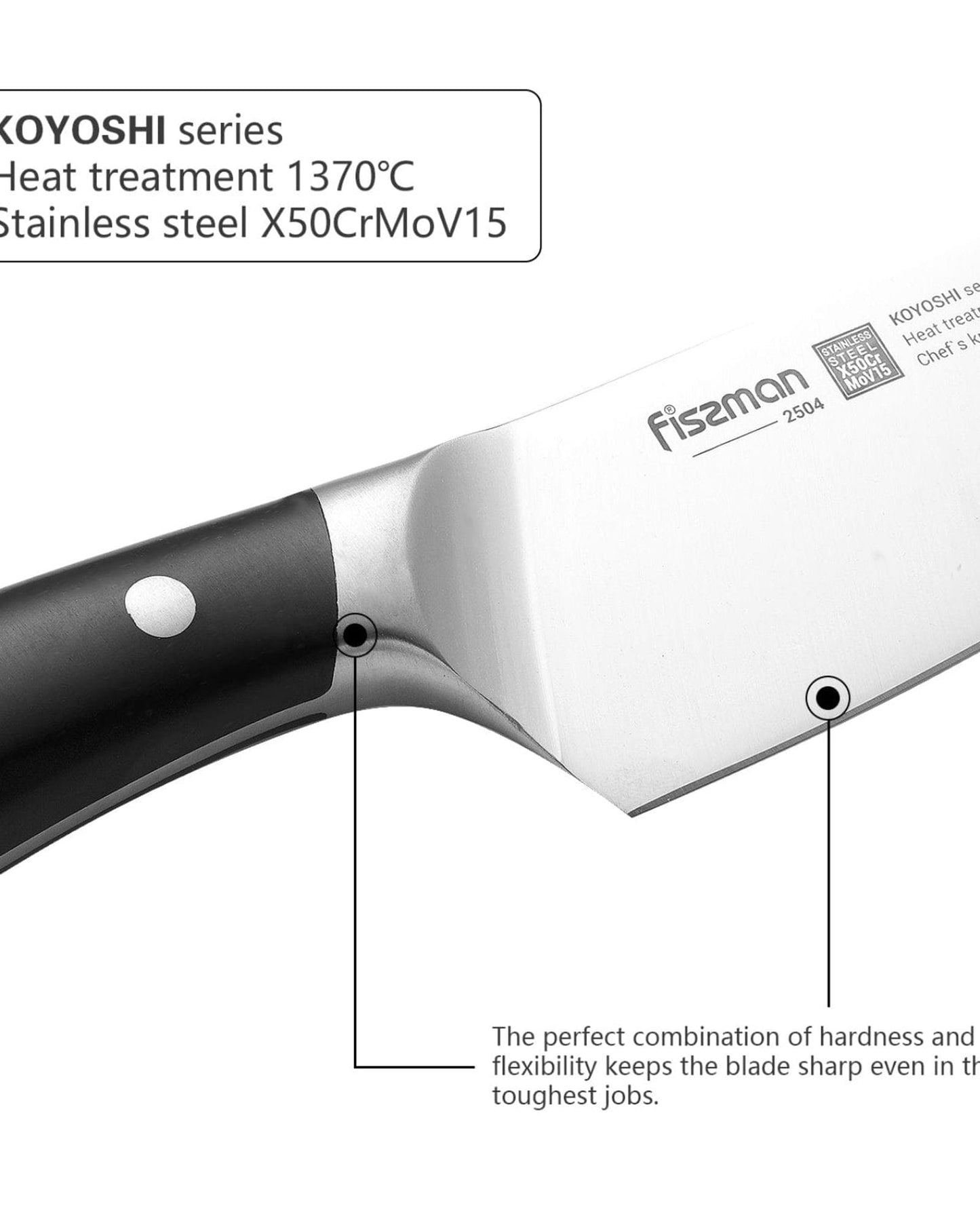 Fissman Chefs Knife Black/Silver 6Inch