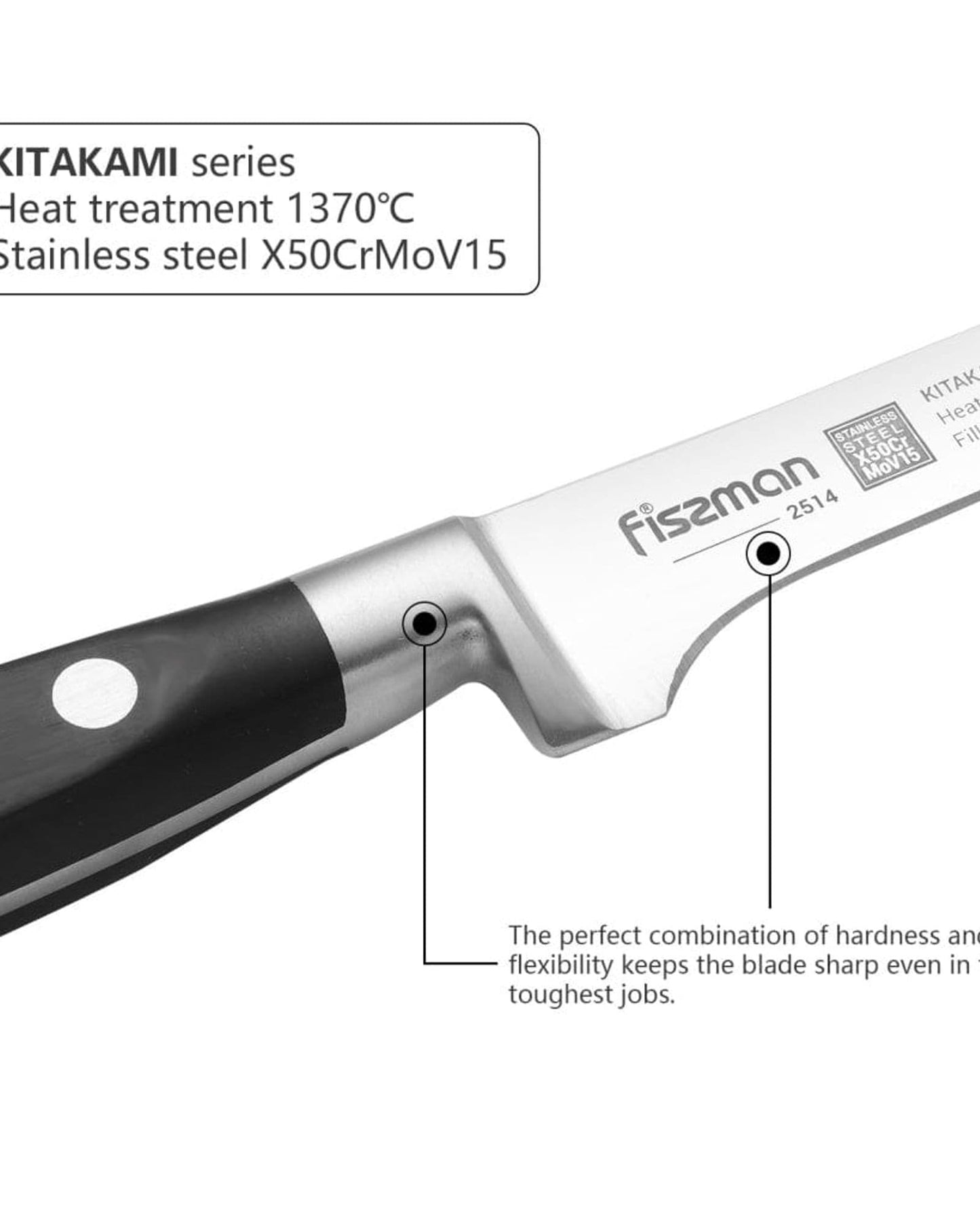 Fissman Fillet Knife Kitakami Black/Silver 8Inch