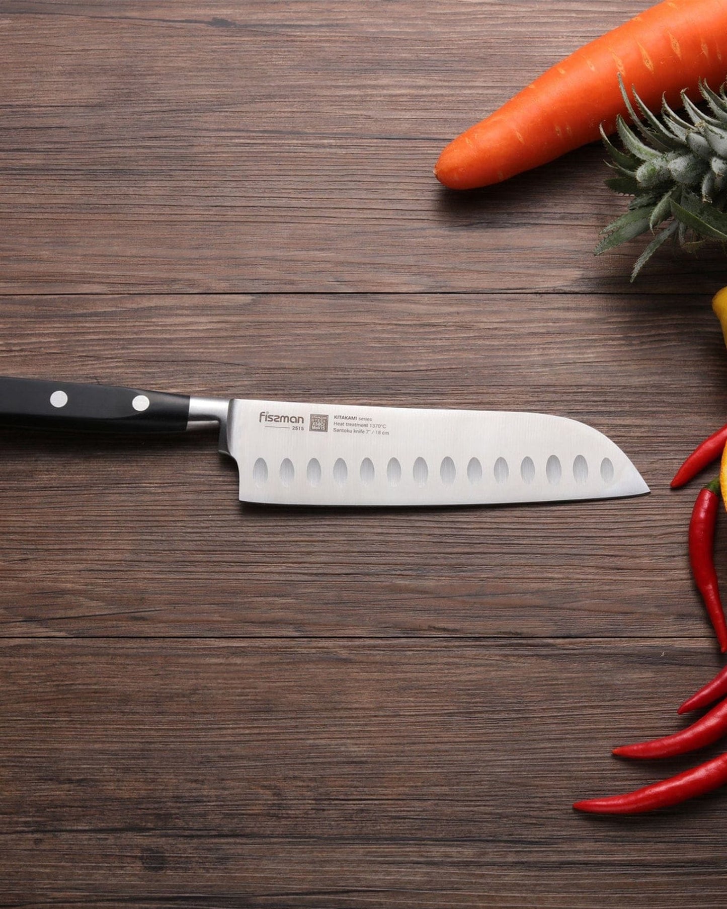 Fissman Santoku Knife Kitakami Silver/Black 7Inch