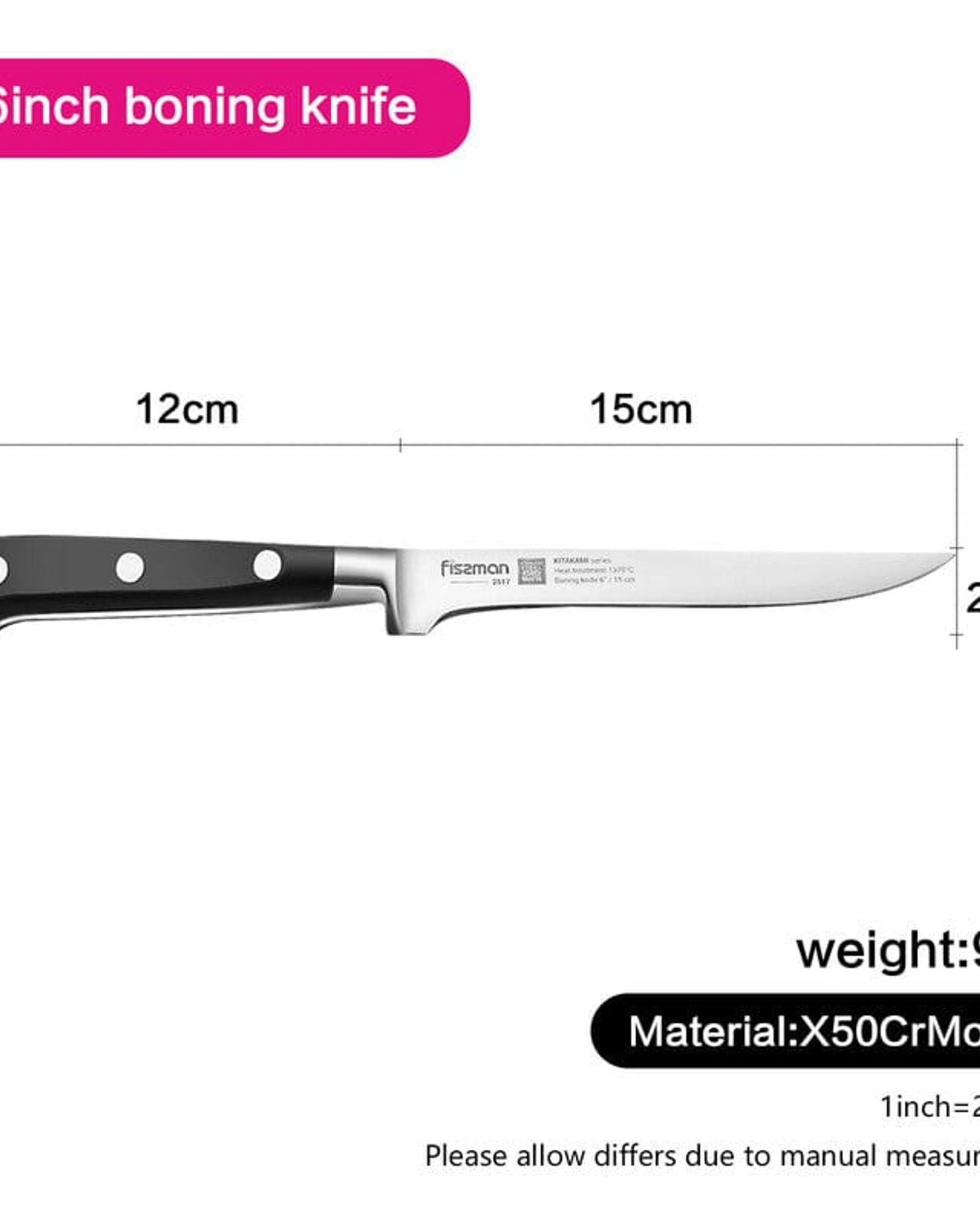 Fissman Boning Knife Kitakami Black/Silver 6Inch