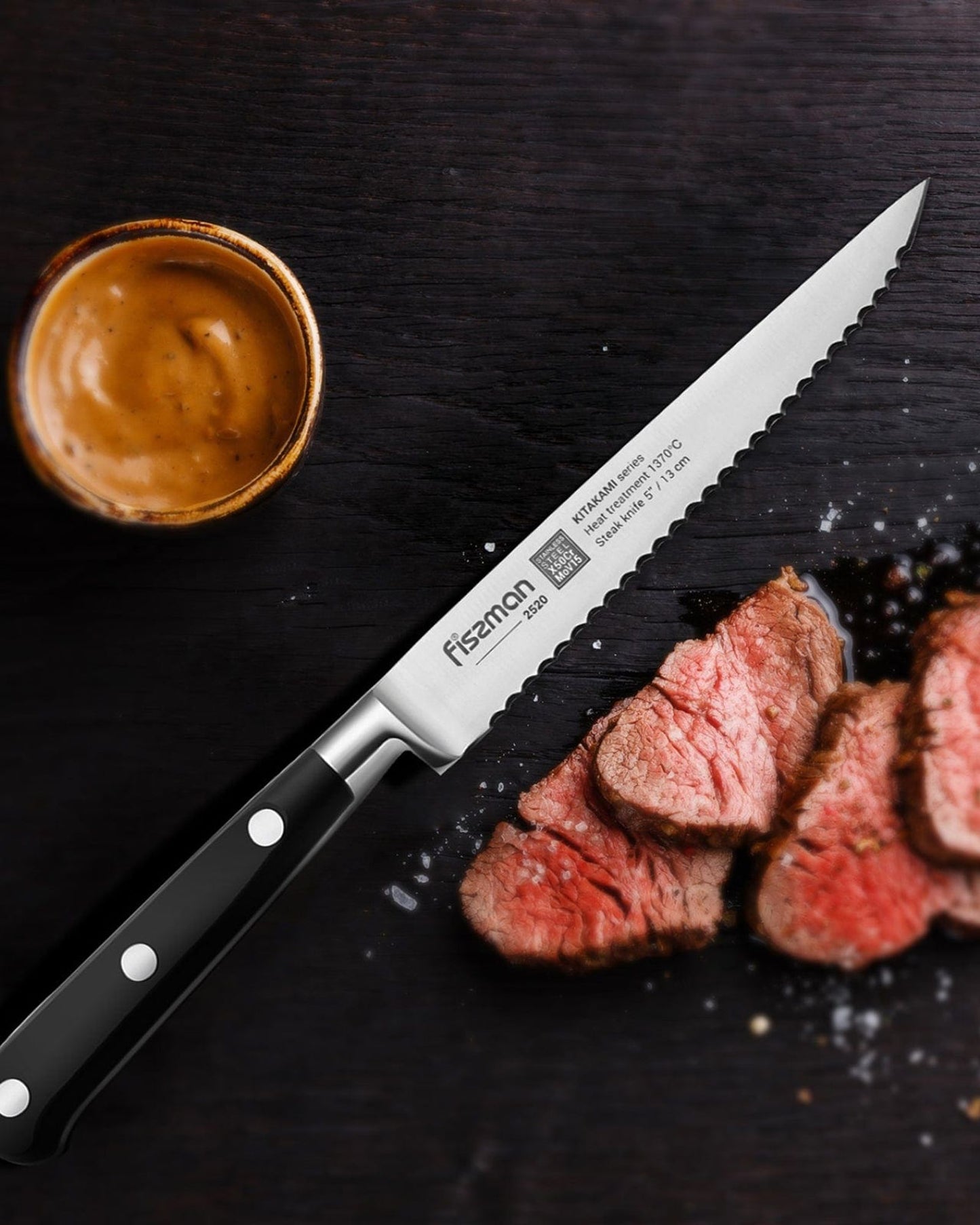 Fissman Steak Knife Kitakami Black/Silver 4.5Inch