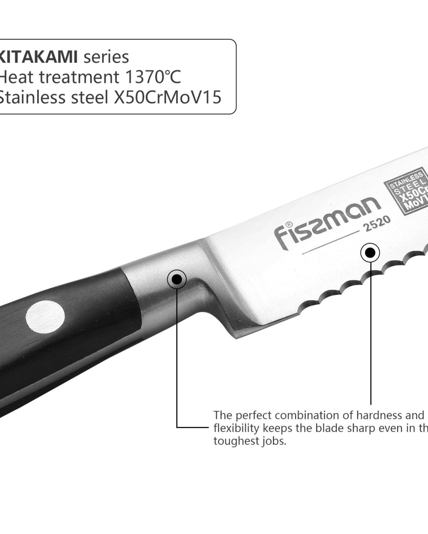Fissman Steak Knife Kitakami Black/Silver 4.5Inch