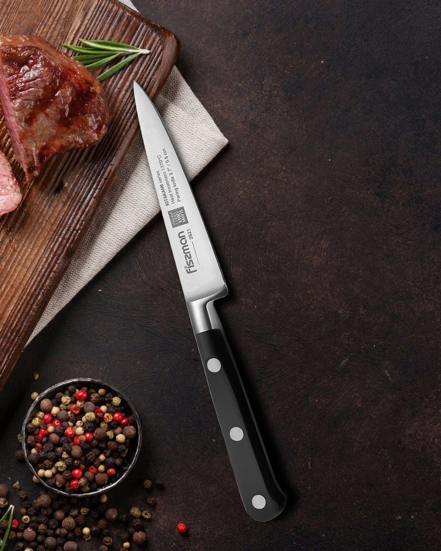 Fissman Steak Knife Kitakami Black/Silver 4.5Inch