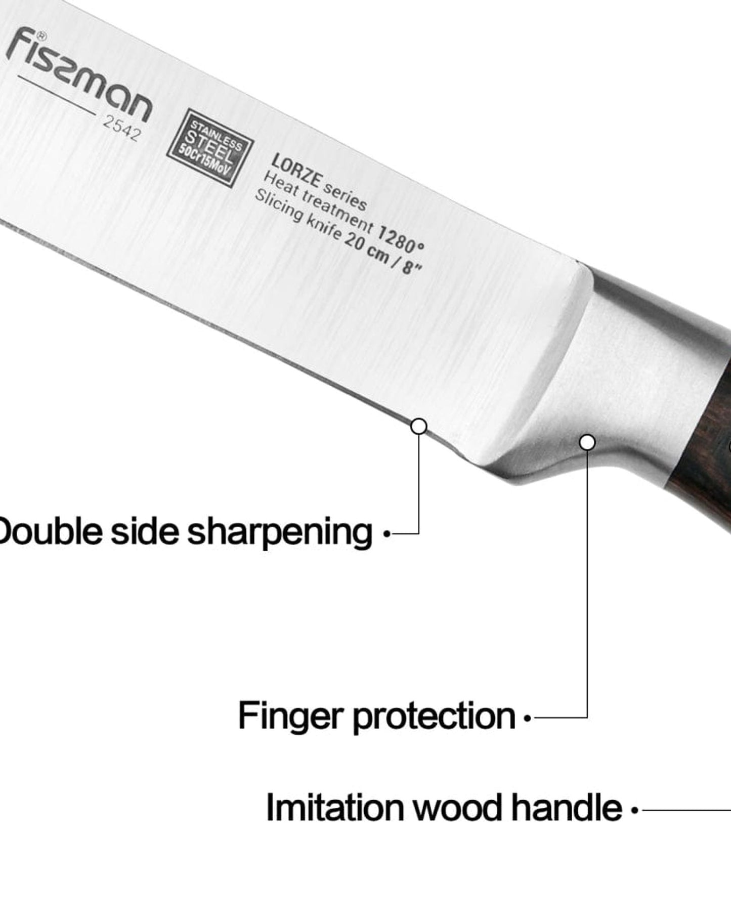 Fissman Slicing Knife Lorze Silver/Brown 8inch Stainless Steel