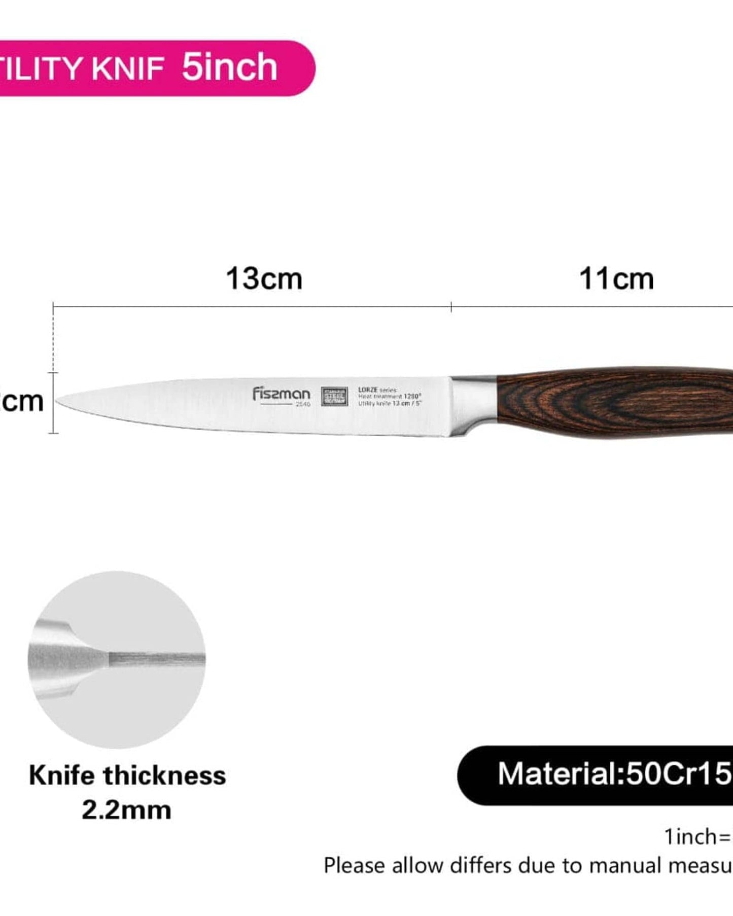 Fissman Utility Knife Lorze Silver/Brown 5Inch