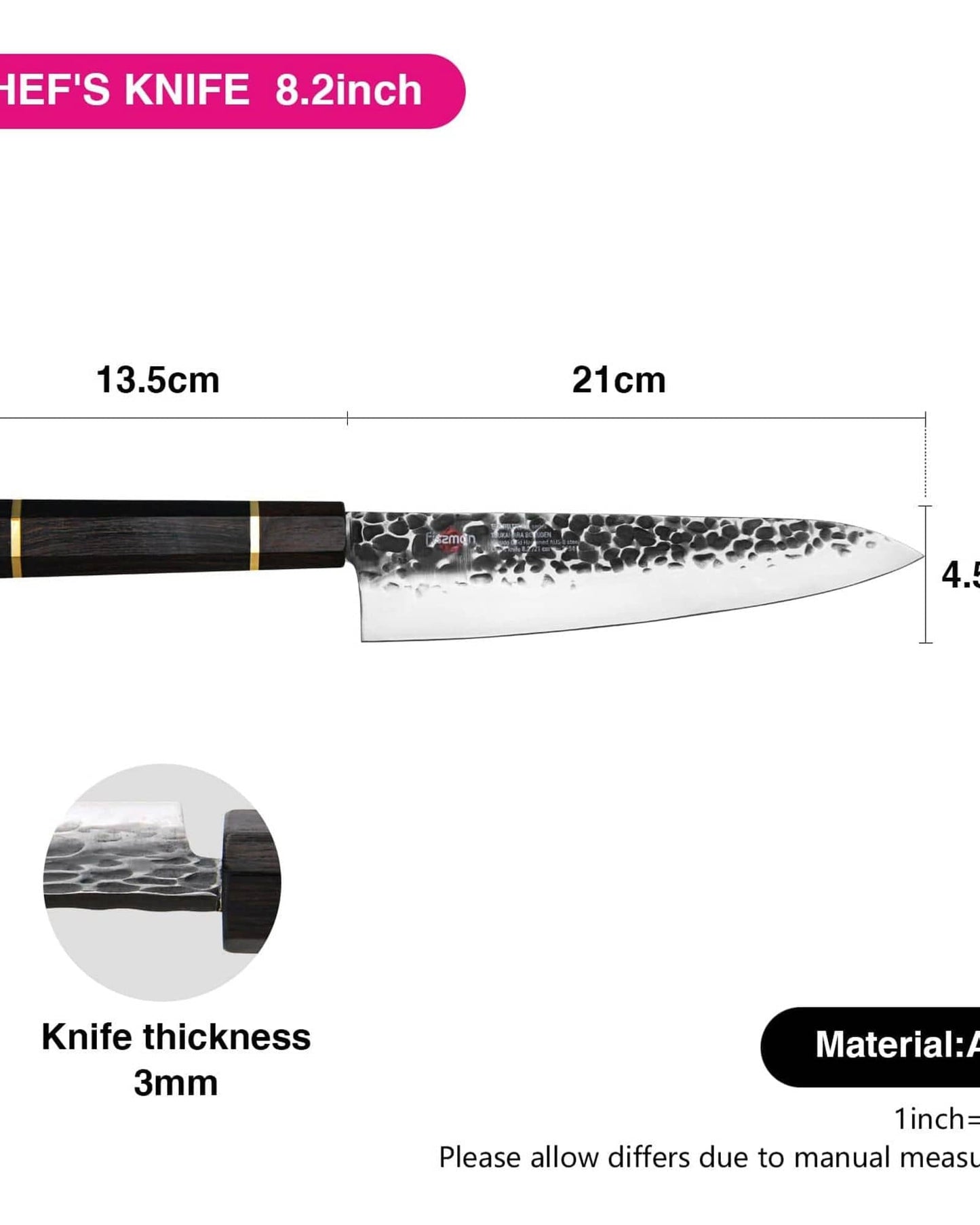 Fissman Chefs Knife Samurai Bokuden 8.2Inch