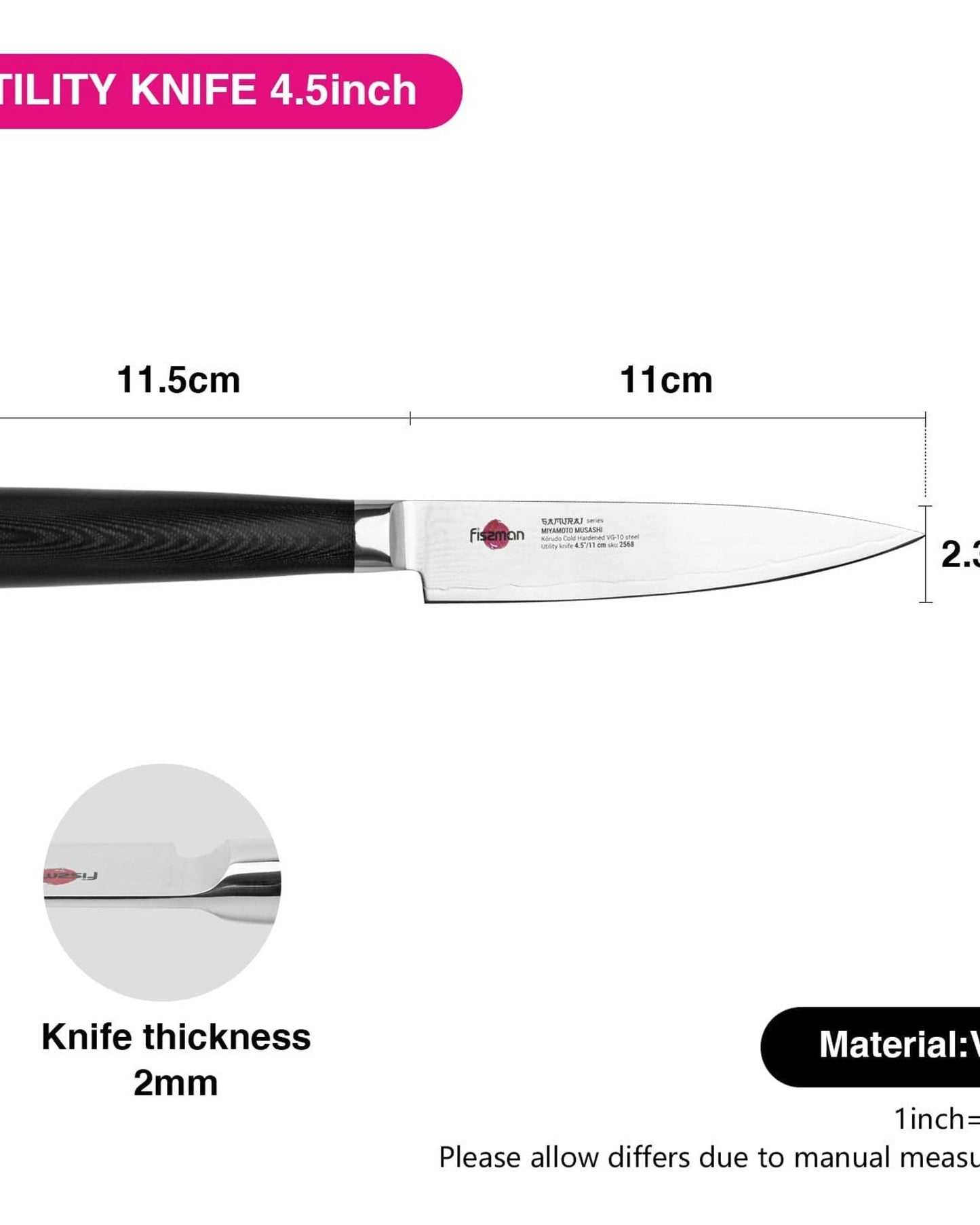 Fissman Utility Knife Samurai Musashi 4.5Inch