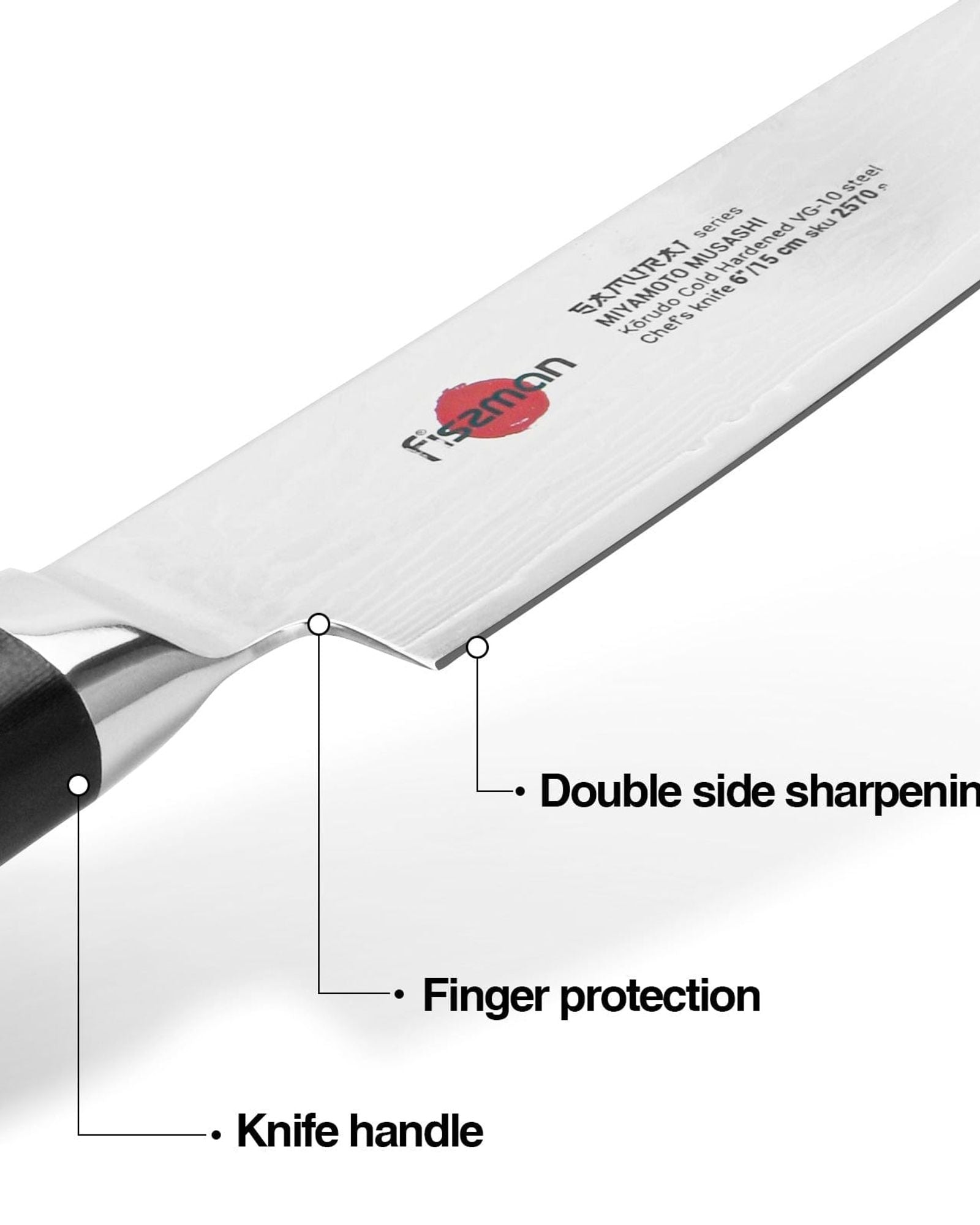 Fissman 6" Chef's Knife SAMURAI MUSASHI 15 Cm (Steel DAMASCUS)