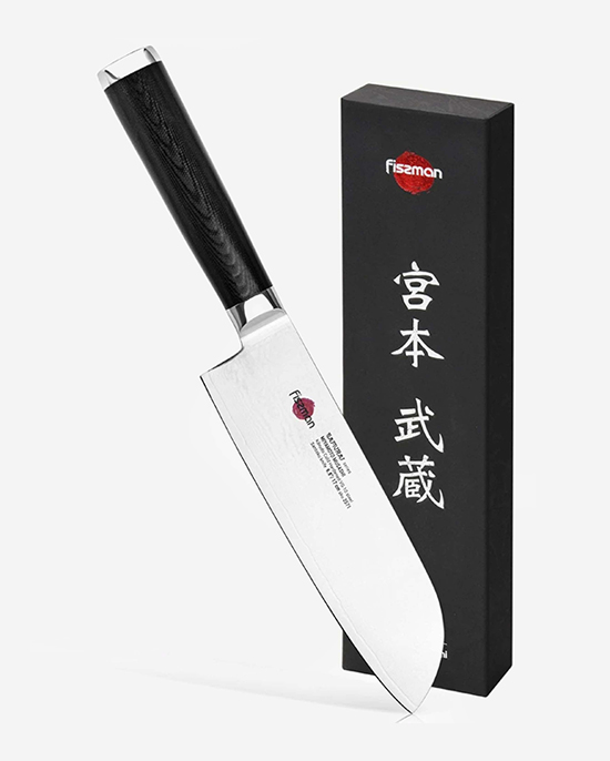 Fissman 6.8" Santoku Knife SAMURAI MUSASHI 17 Cm (Steel DAMASCUS)