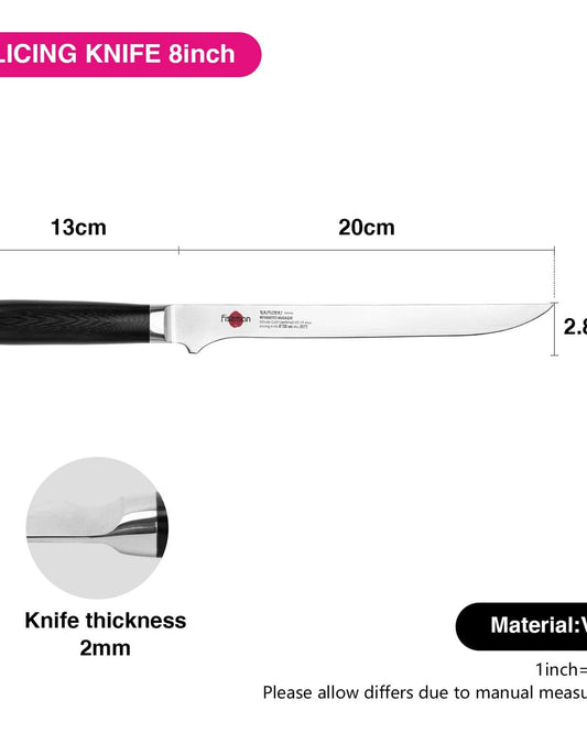 Fissman 8" Slicing Knife SAMURAI MUSASHI 20 Cm (Steel DAMASCUS)