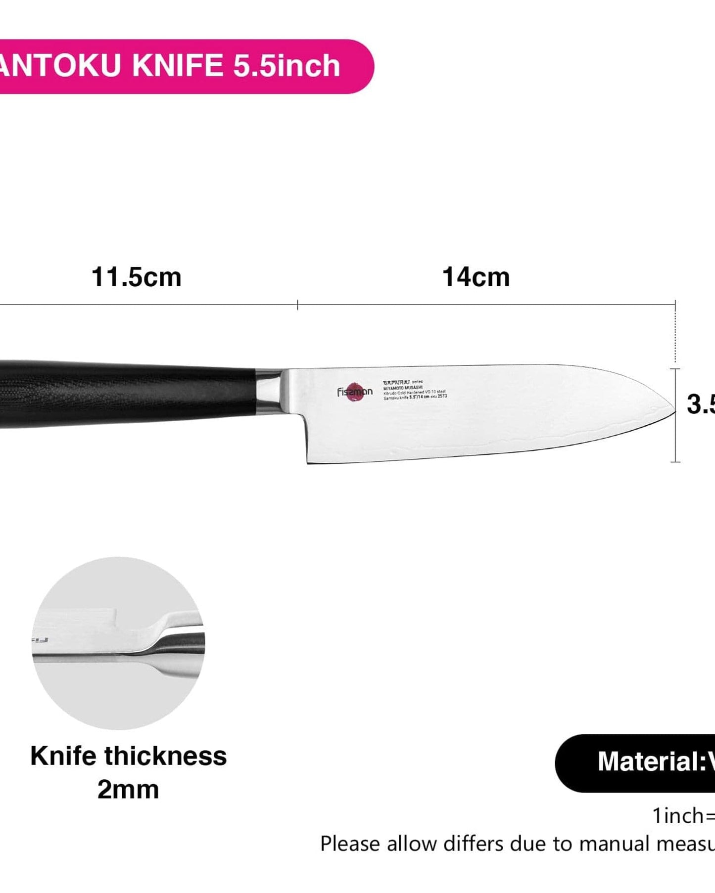 Fissman Santoku Knife Samurai Musashi 5.5Inch