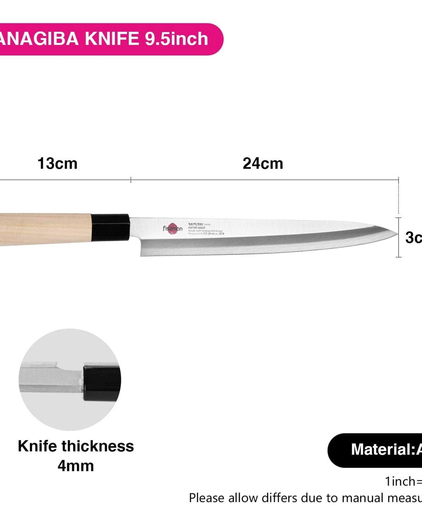 Fissman Yanagiba Knife Samurai Hanzo 9.5Inch