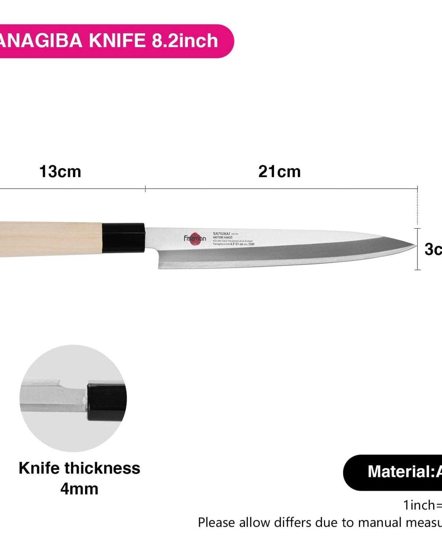 Fissman Yanagiba Knife Samurai Hanzo 8.2Inch