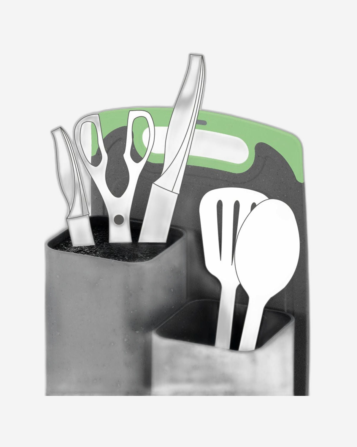 Fissman Kitchen Knife And Utensil Organizer (21.5x13.2x23cm) With Cutting Board (33x20x0.6cm) GREY (Plastic)