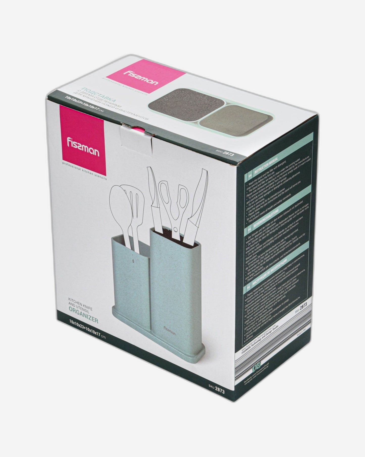 Fissman Knife Stand And Utensils Organizer Mint Green 10x10x23cm/ Mint Green 10x10x17cm