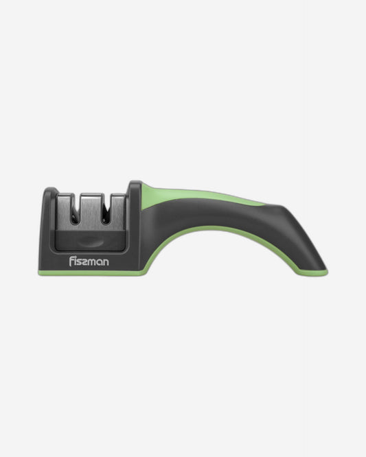 Fissman 2 Step Knife Sharpener With Carbide & Ceramic Stones With Ergonomic Handle Comfortable & Secure Grip Black/Green