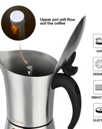 Fissman Espresso Maker Stainless Steel Stovetop For 6 Cups Silver/Black 360ml