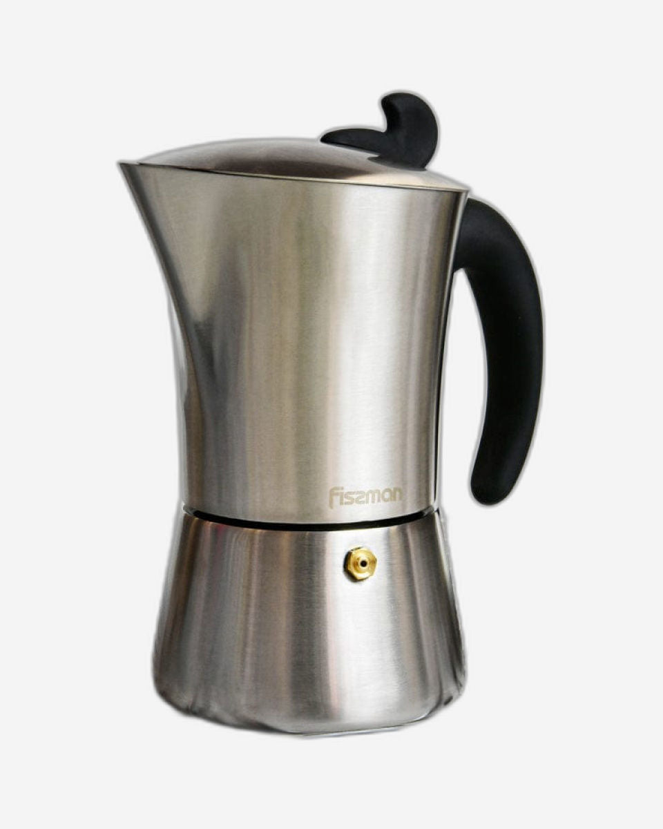 Fissman Espresso Maker Stainless Steel Stovetop For 6 Cups Silver/Black 360ml