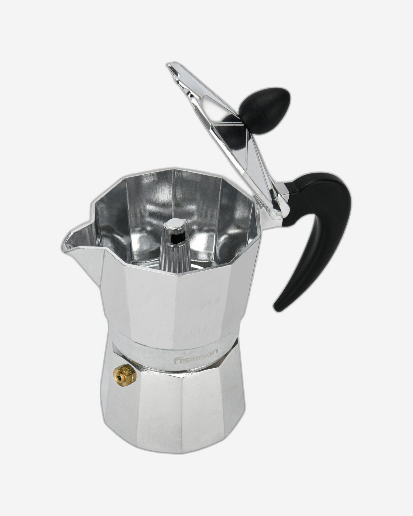 Fissman Set Of Coffee Maker Aluminium For 2 Cups/120ml And 2 Ceramic Cups With 2 Saucers Set