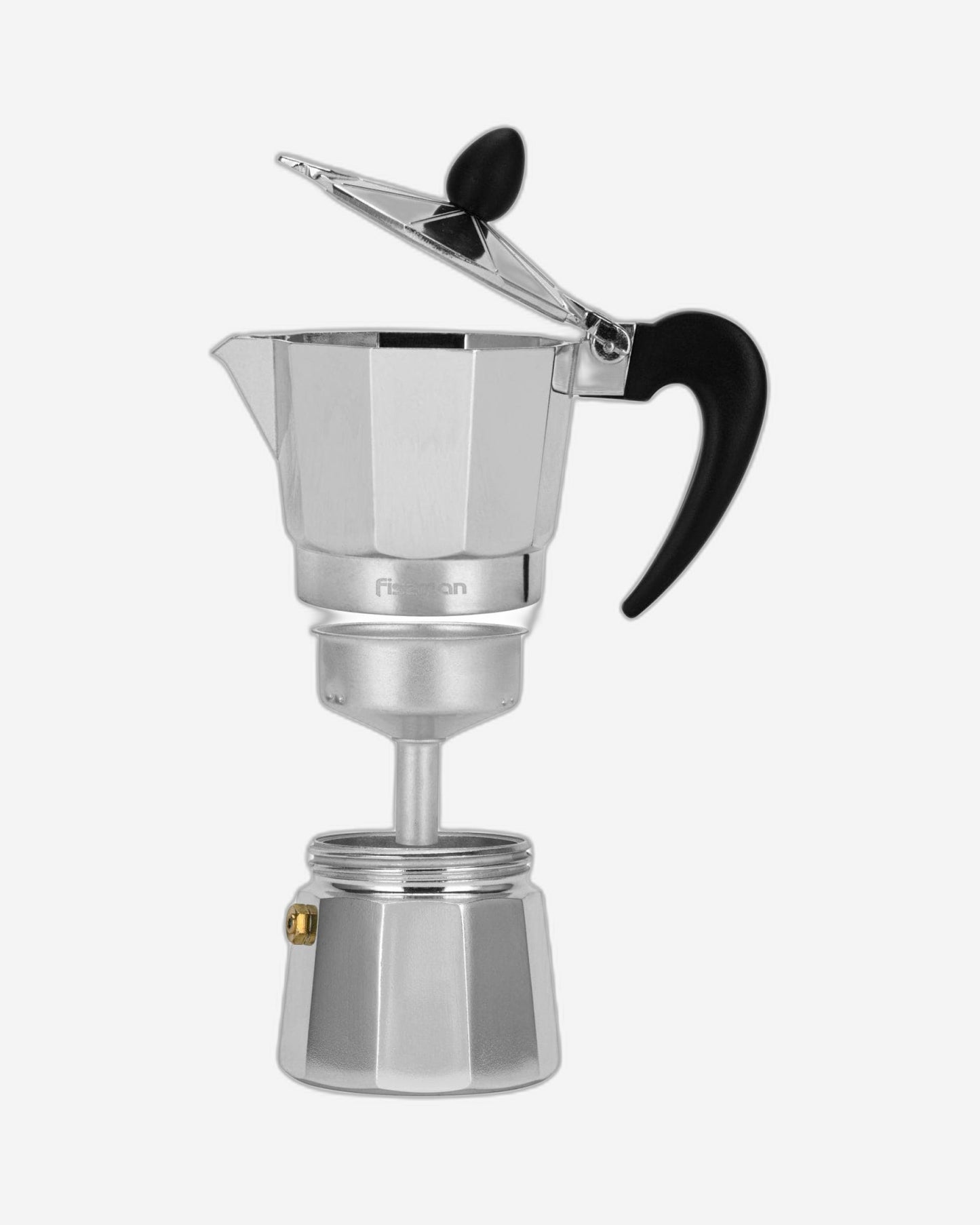 Fissman Set Of Coffee Maker Aluminium For 2 Cups/120ml And 2 Ceramic Cups With 2 Saucers Set
