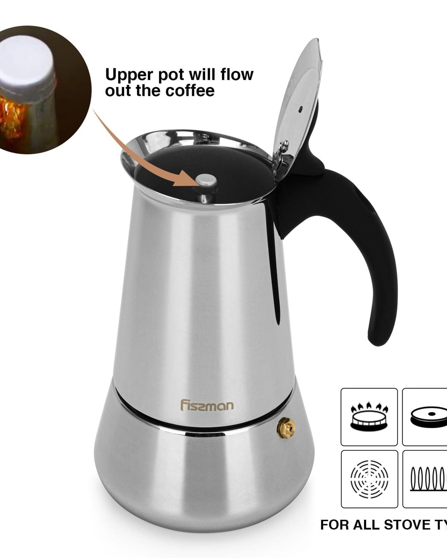 Fissman Coffee Maker (300ml) For 6 Cups (Stainless Steel)