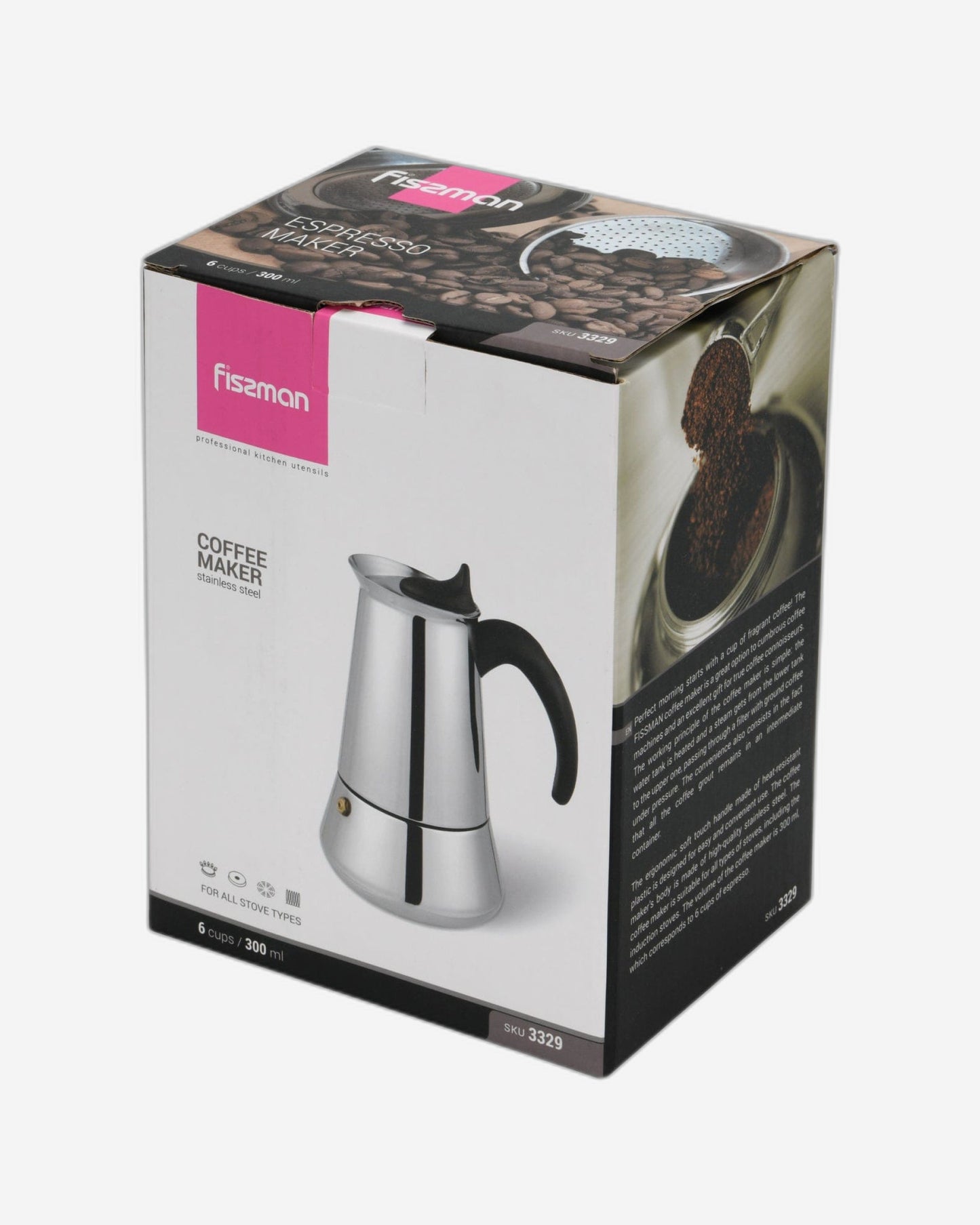 Fissman Coffee Maker (300ml) For 6 Cups (Stainless Steel)