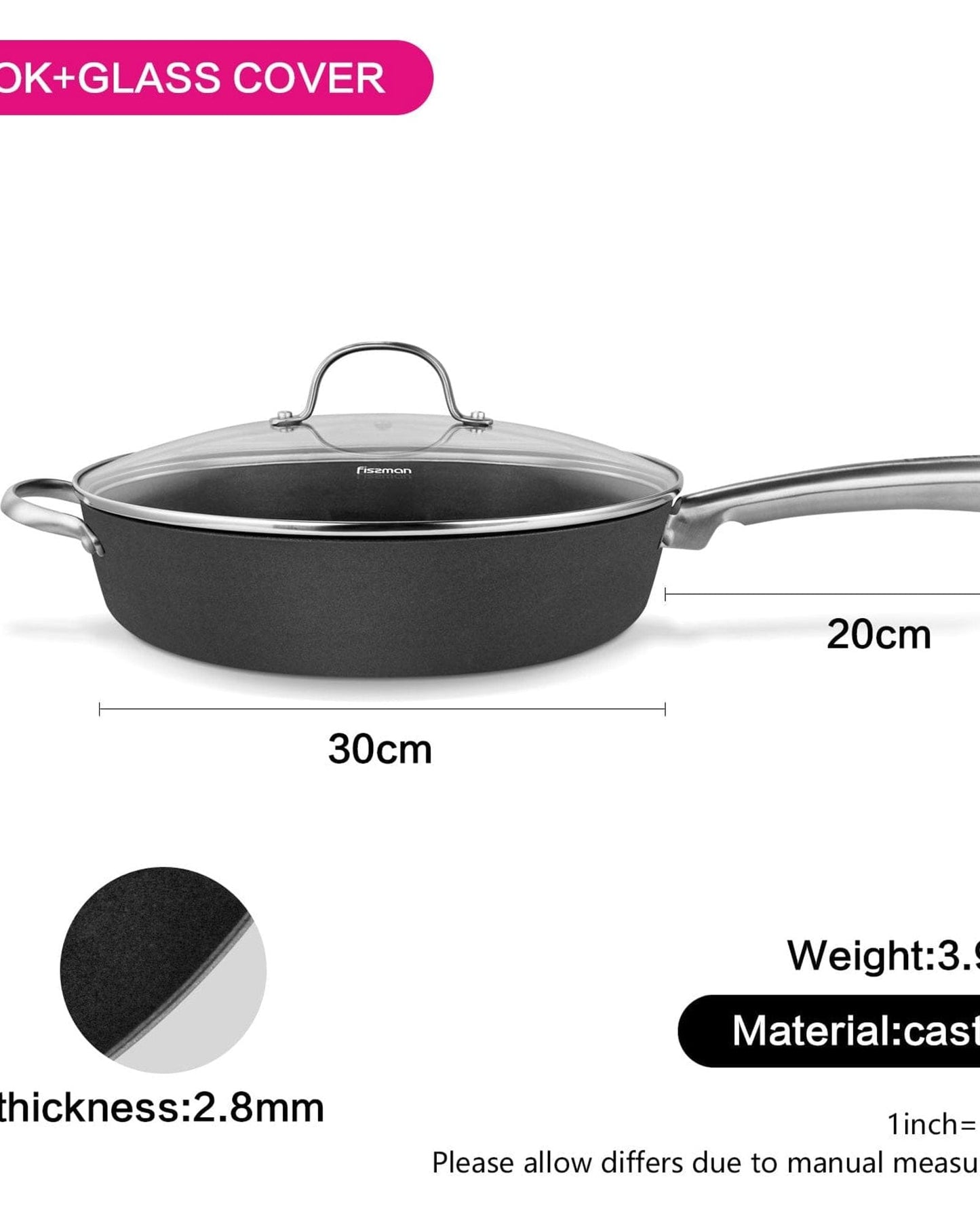 Fissman Deep Frying Pan Melita Black 30cm