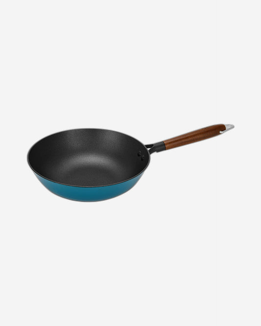 Fissman Wok Seagreen Series 28x8cm/4LTR (Enamelled Lightweight Cast Iron With Non-Stick Coating)