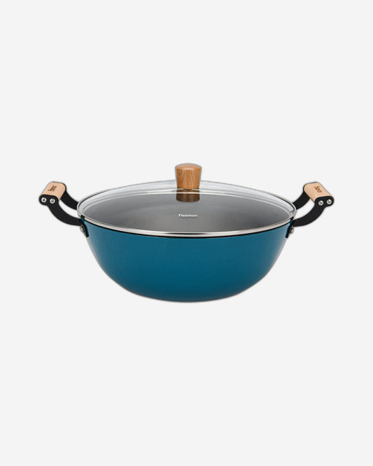 Fissman Stockpot Seagreen Series Series  With Glass Lid Enamelled Lightweight Cast Iron With Non-Stick Coating 32x125cm/8LTR