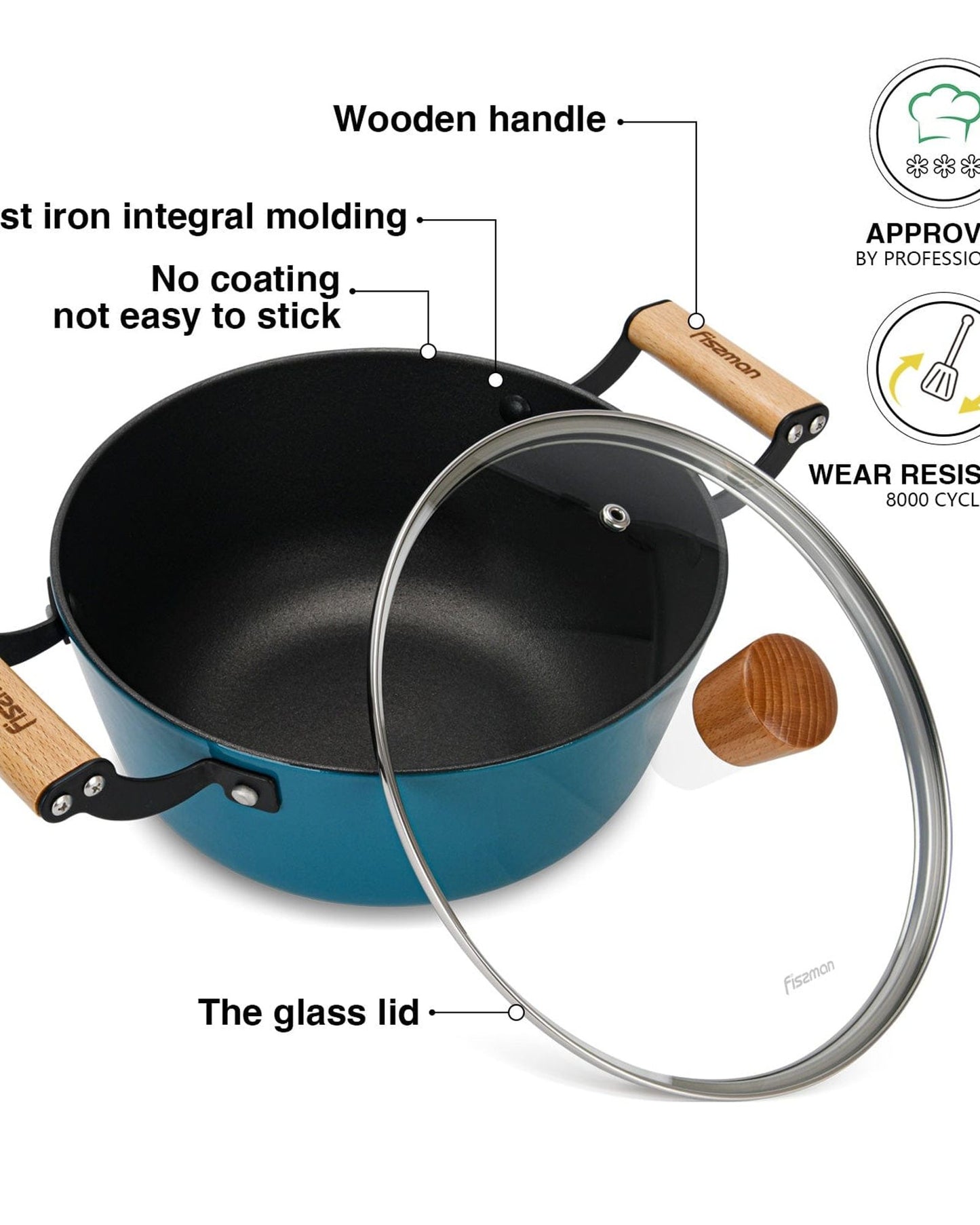 Fissman Stockpot Seagreen Cast Iron 8L