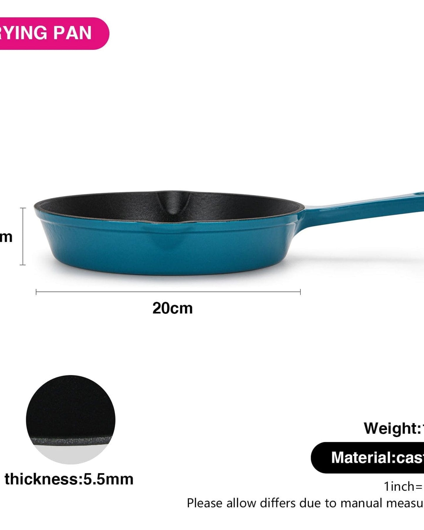 Fissman Frying Pan Cast Iron 20cm