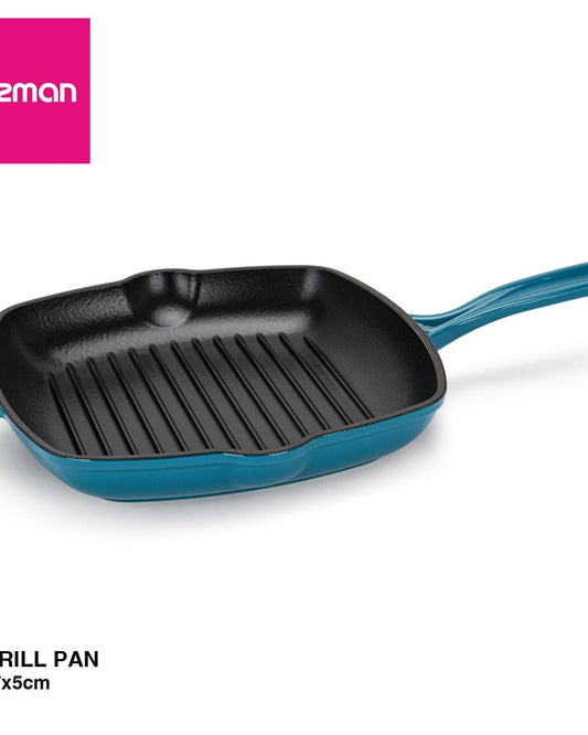 Fissman Square Grill Pan 27x5.0cm With Helper Handle (Enamel Cast Iron)