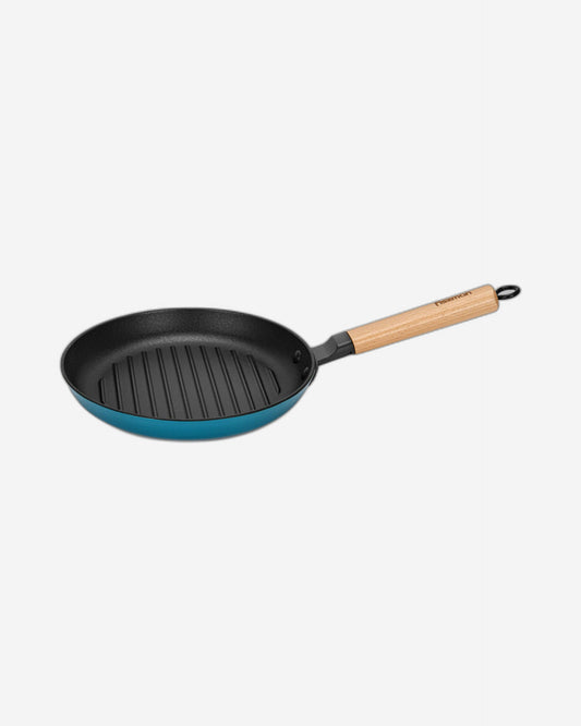 Fissman Grill Pan 24x3.5cm With Wooden Handle (Enamel Cast Iron)