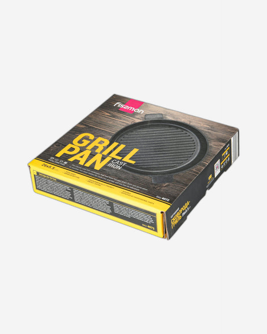 Fissman Round Grill Pan Cast Iron Black 26x5.5cm