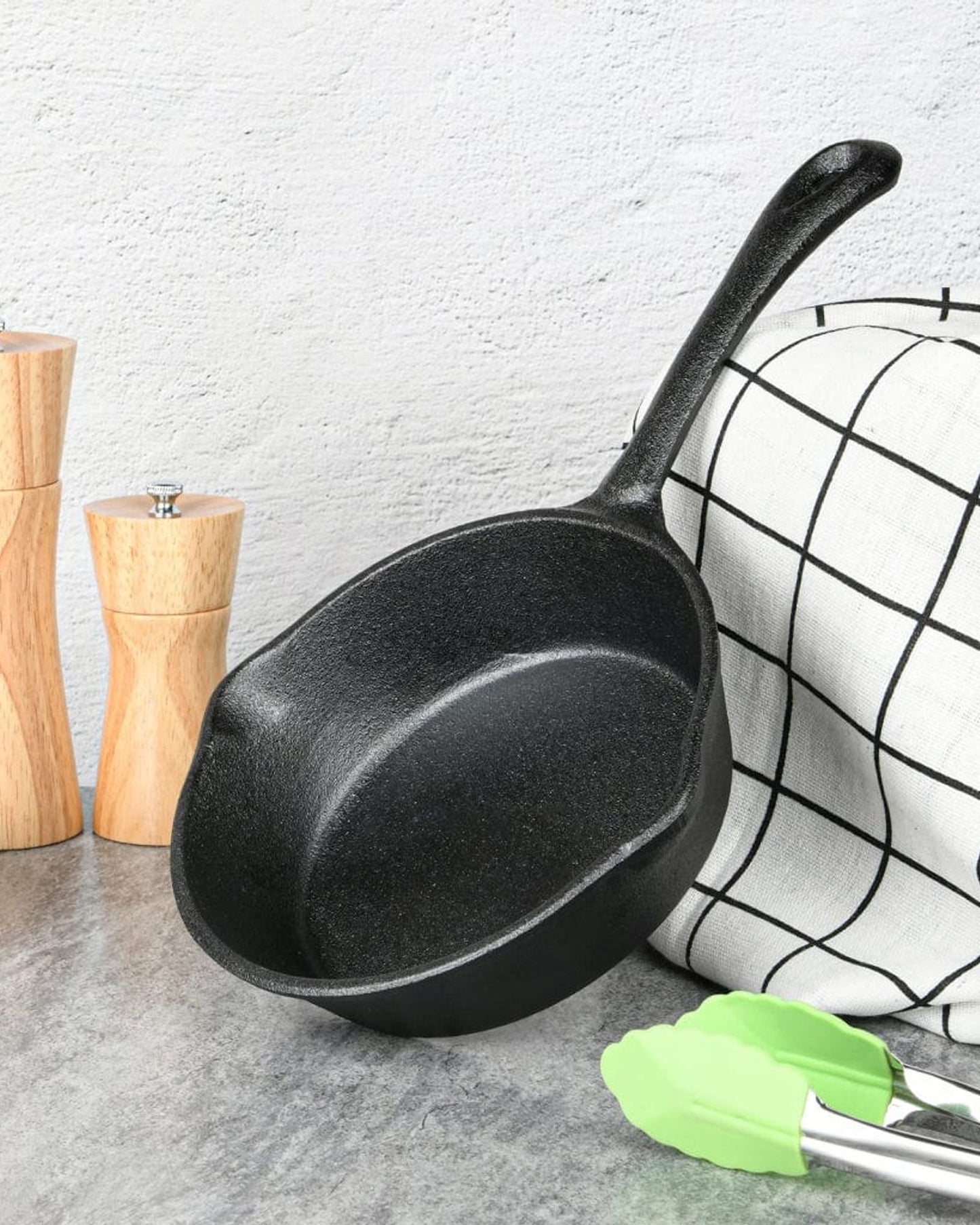 Fissman Frying Pan Non Stick Cast Iron For All Types Of Stoves Black 16x3.8cm