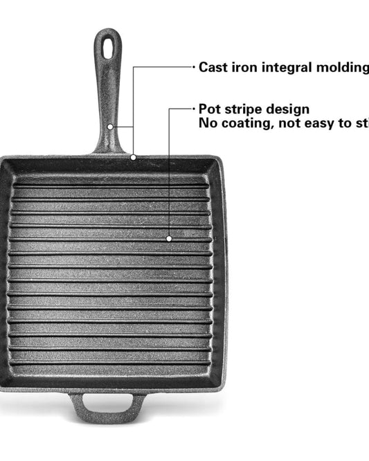 Fissman Square Grill Pan 28x4.7cm With Helper Handle (Cast Iron)