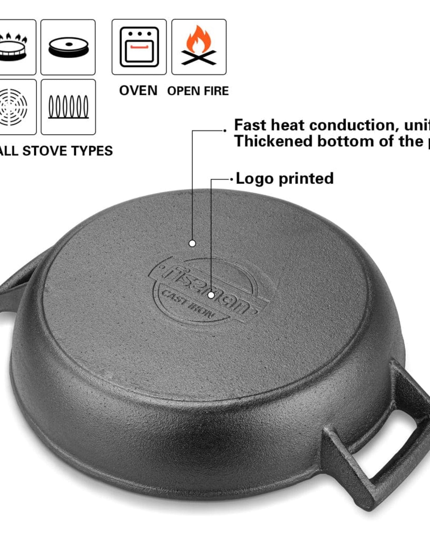 Fissman Casserole Cast Iron Black 30cm